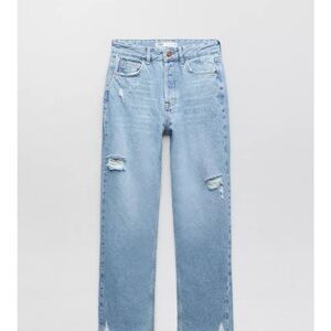 Zara Blue Straight Leg Jeans High-Rise Vintage Style